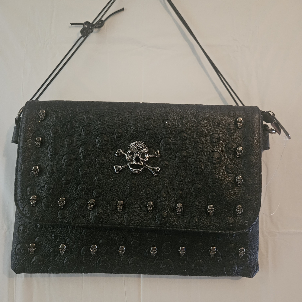 Edgy Black Skull Crossbody Bag- New Without Tags